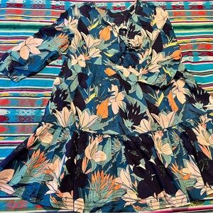 Tori Richard Blue and Purple Floral Top